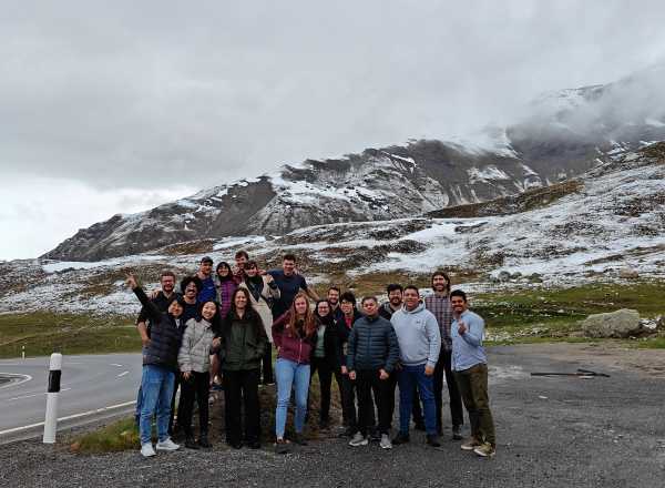 Photo of all participants during the drive to Zurich